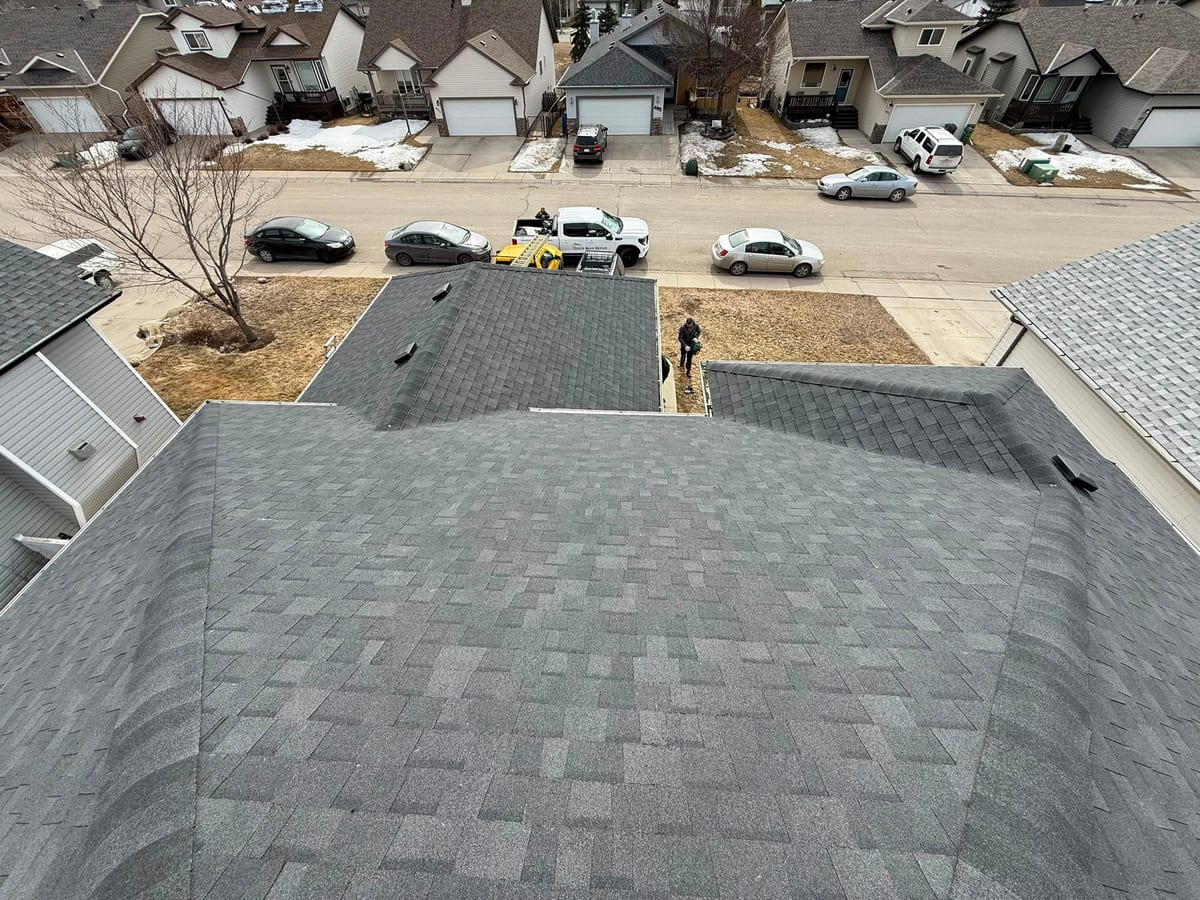 Completed roof replacement on a two-storey Calgary home